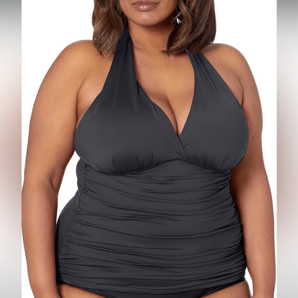 La Blanca Island Goddess Halter Tankini Swimsuit Top Seafoam 18W